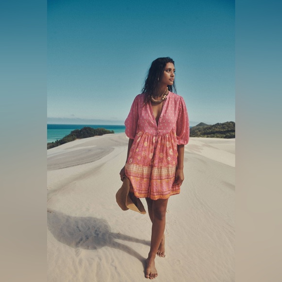 Spell and The Gypsy Collective Utopia Tunic Mini Dress Flamingo NWT! - Picture 2 of 4